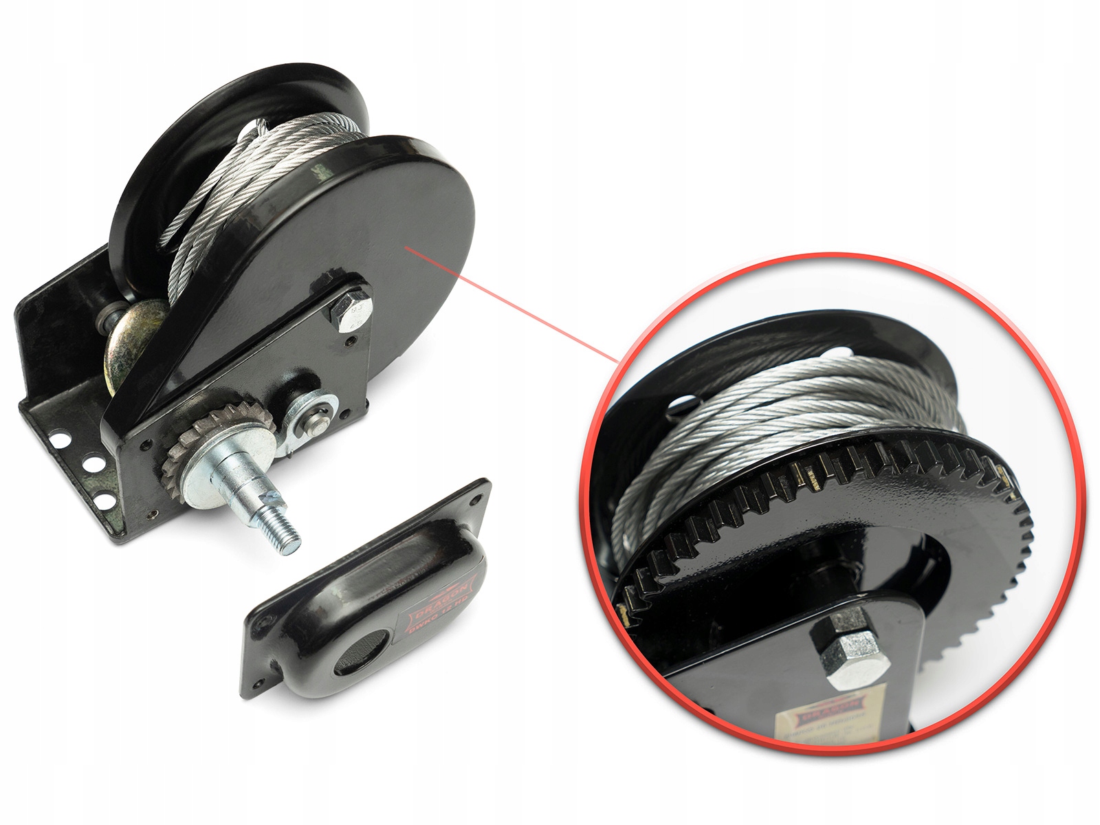 WYCIĄGARKA RĘCZNA KORBOWA LINOWA 800lbs WCIĄGARKA lebiodka przenośna DRAGON Kod producenta DWK-O 8 HD