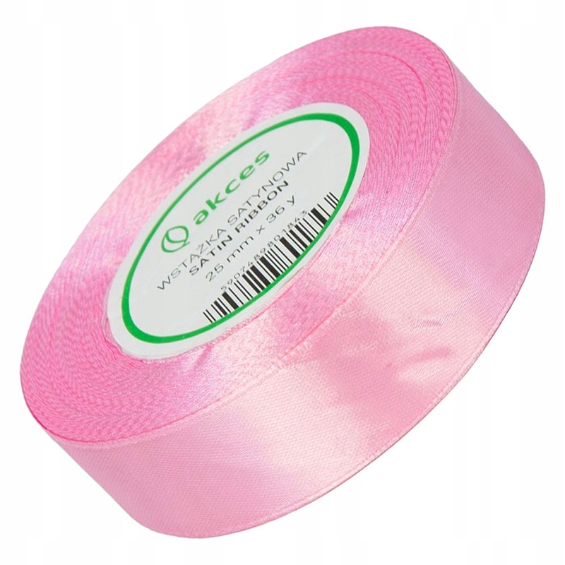 Tasiemka Wstążka satynowa różowa 25mm 32mb