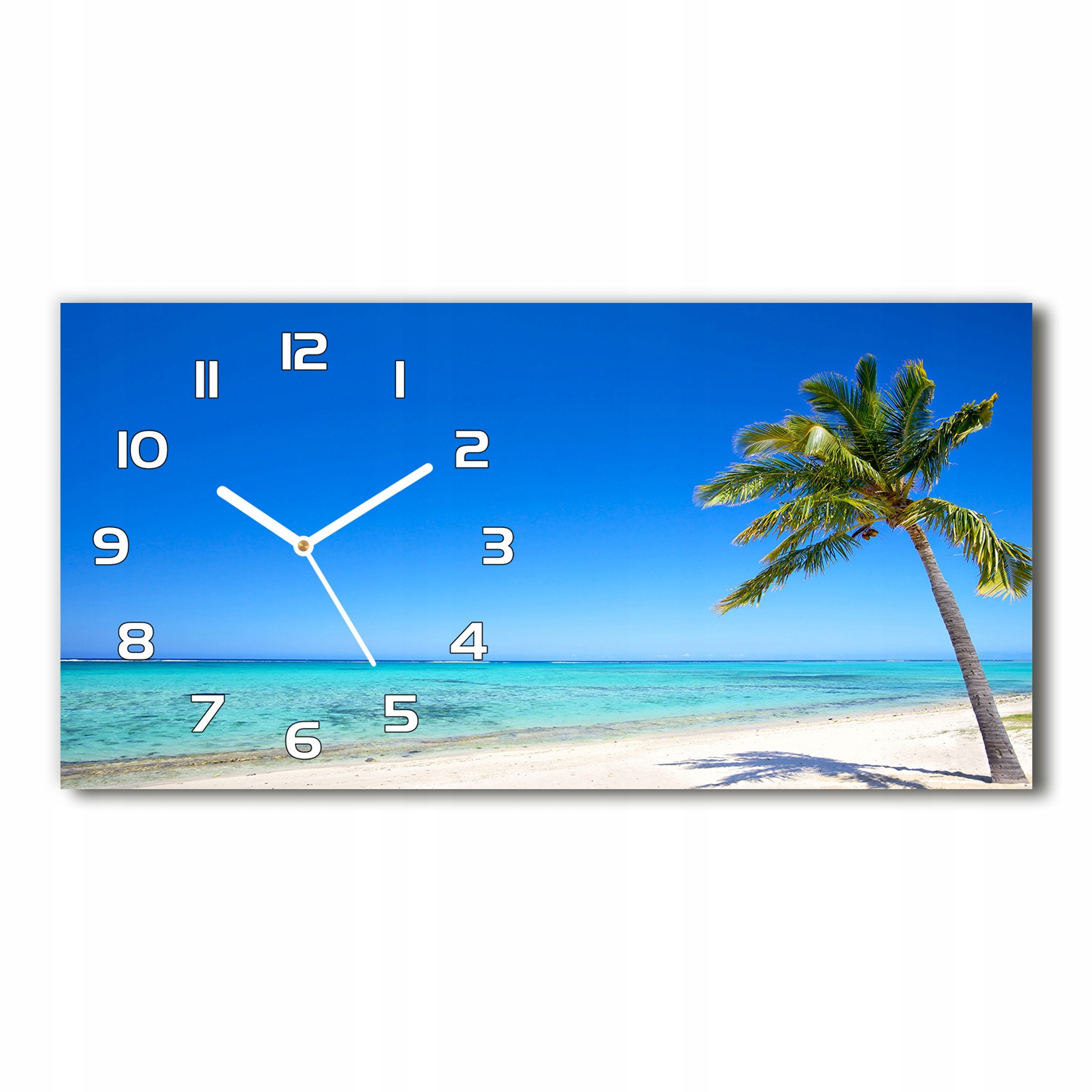 

Zegar ze szkła na ścianę Tropikalna plaża 60x30 cm