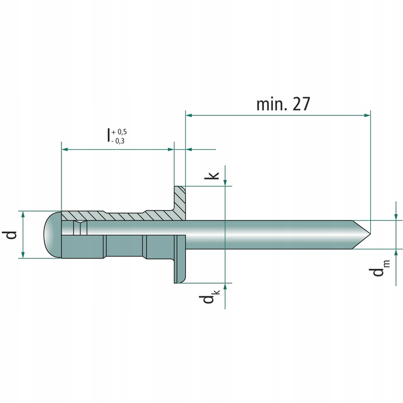 Уп. 500 заклепок с плоской головкой 4x9. 5