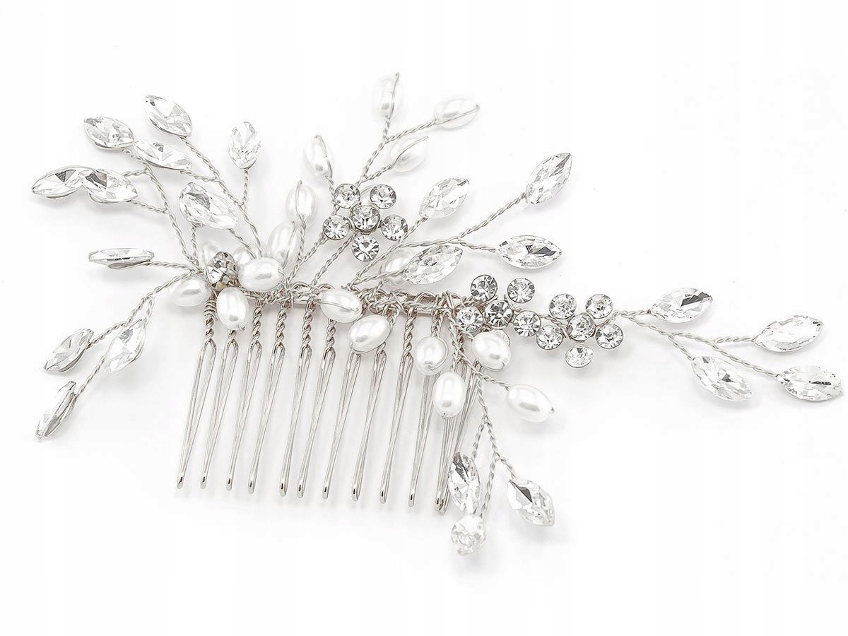 

Ozdoba do włosów Ślubna grzebyk Perełki cyrkonie