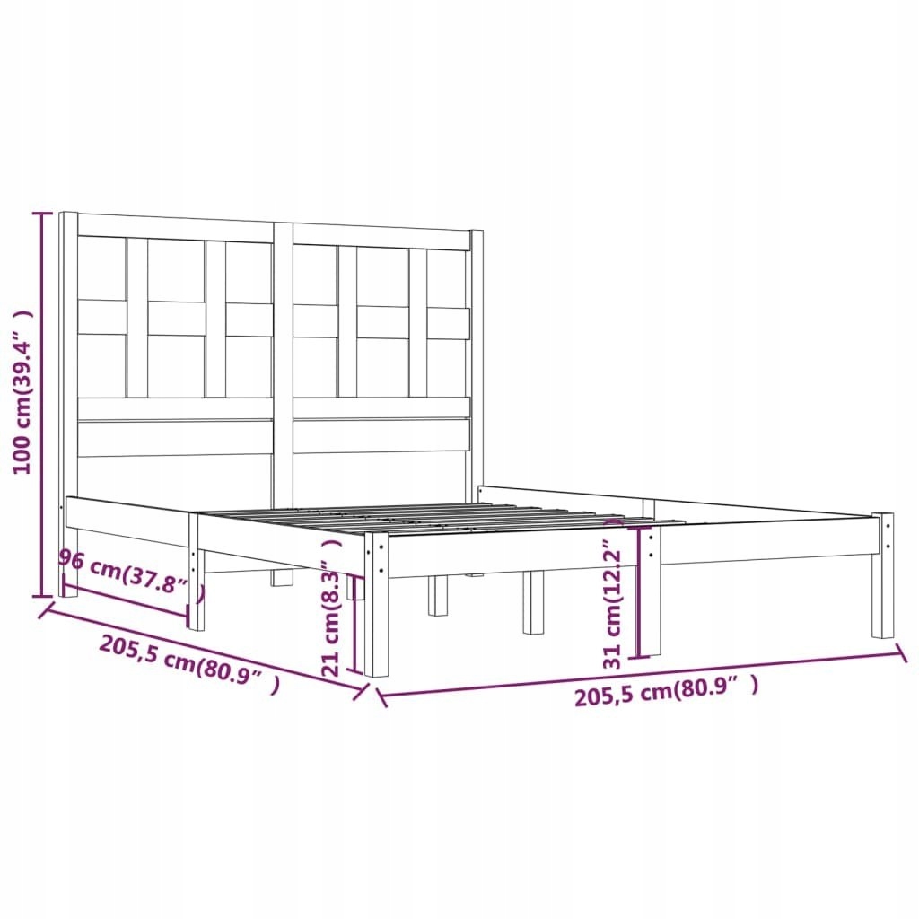 Lumarko Rama łóżka, biała, lite drewno sosnowe, 20 Regulacja regulacja ręczna