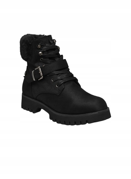 Mtng Černé Zimní Kotníkové Boty S Kožešinou A Páskem 40 6CC
