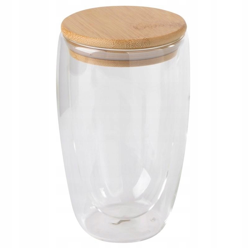 

Kubek szklanka podwójne ścianki z pokrywką 450ml