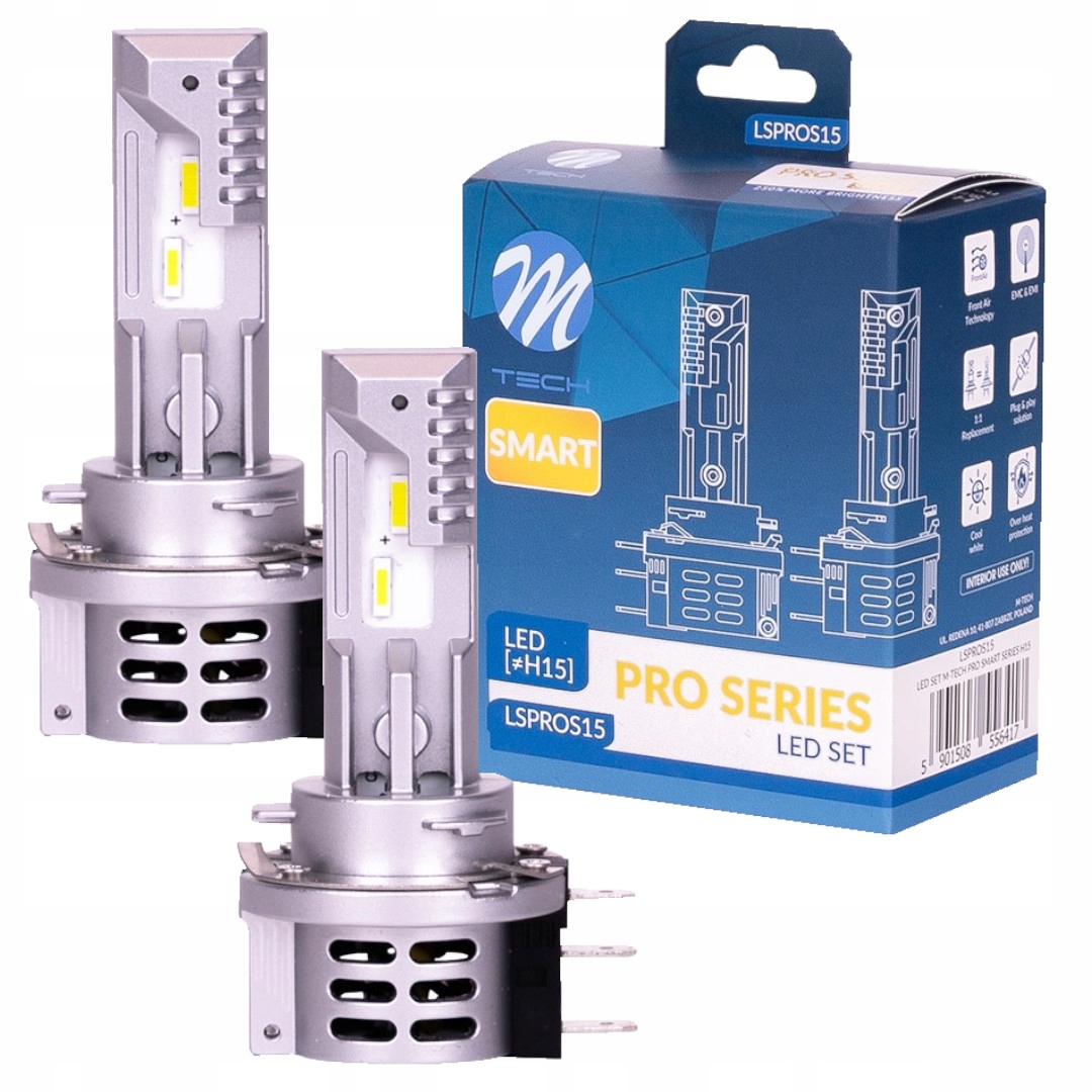 Żarówki H15 Led Smart Series 1:1 Plug&play Chłodzenie Aktywne 6000K Canbus