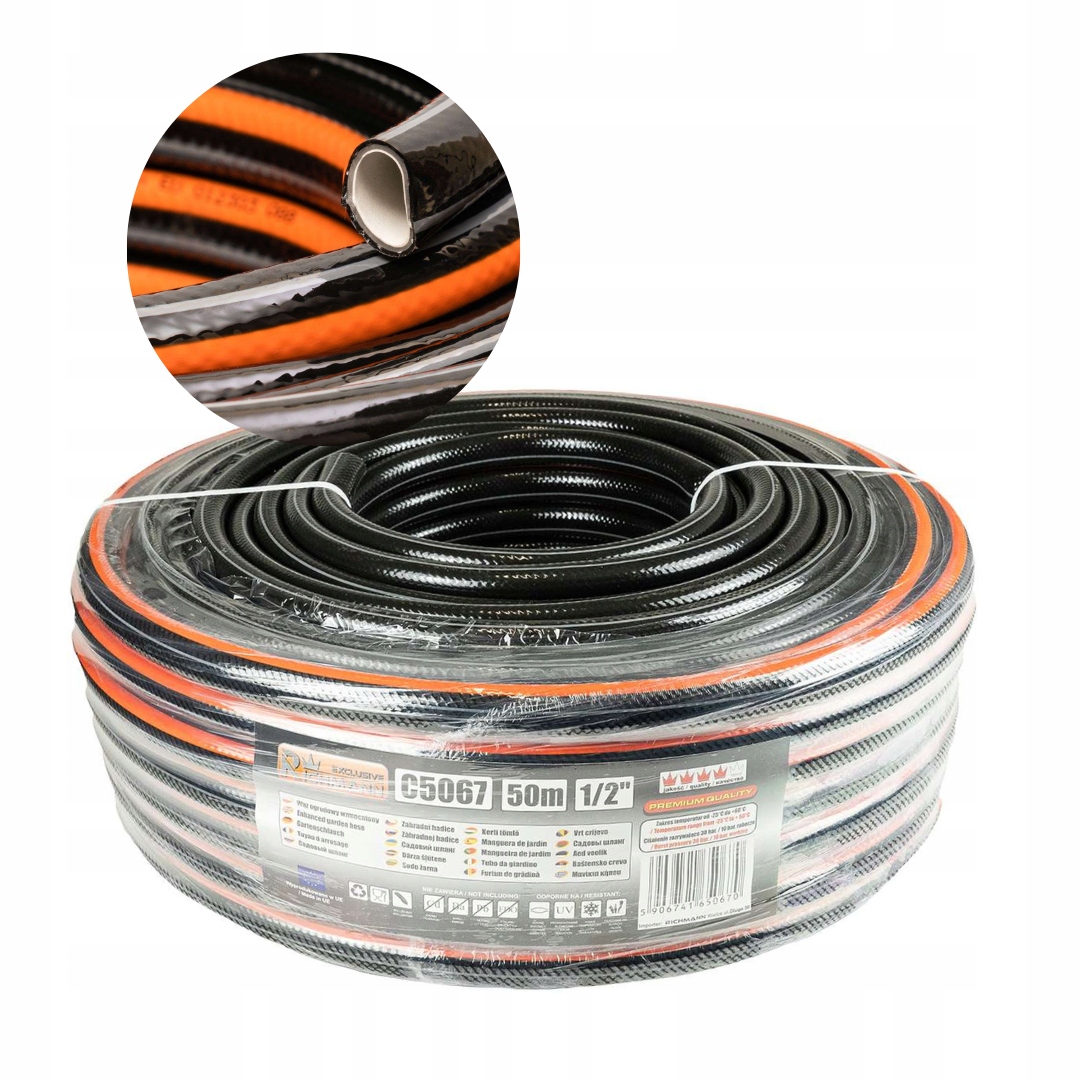 Wąż Ogrodowy Wzmocniony Do Podlewania 1/2'' 50 Metry Mocny Richmann C5067