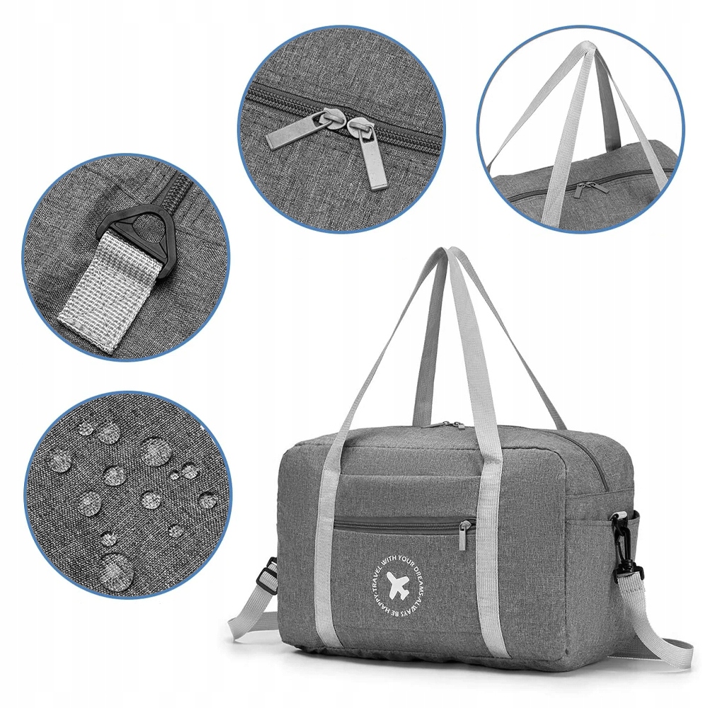 TORBA PODRÓŻNA SPORTOWA SKŁADANA LEKKA 40×20×25cm Materiał dominujący nylon