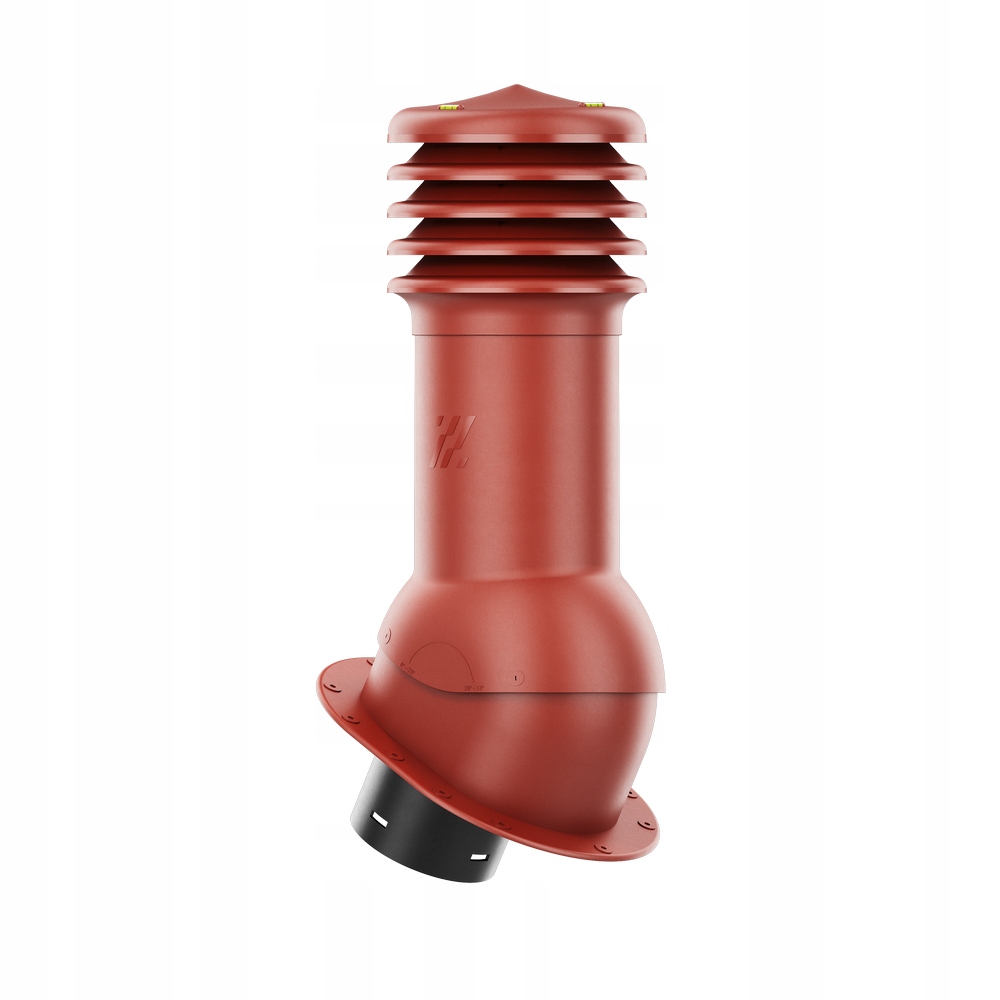 Větrací komín HiVENT 150 plochá krytina asfaltový šindel lemovka Červená