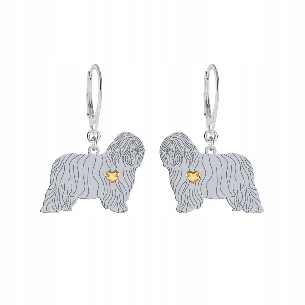 Stříbrné Náušnice se psem Polský ovčák 925 Žena Dárek Gravírování
