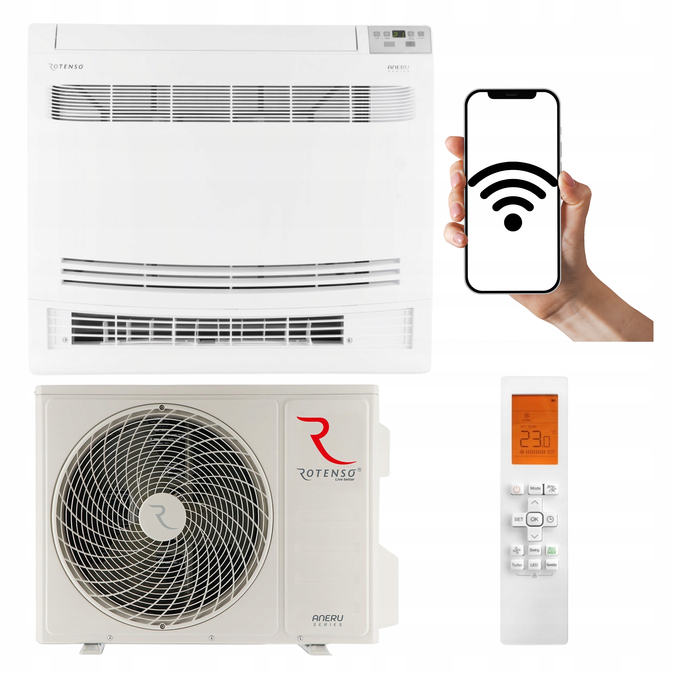 Domácí konzolový klimatizátor Rotenso An Aneru 3,5 kW Wifi Pro Topení