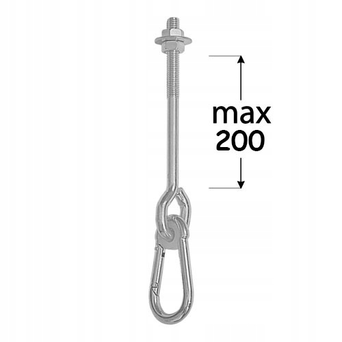 HAK HUŚTAWKOWY Z KARABIŃCZYKIEM OCZKOWYM M12 MHA200 OCYNK DOMAX Producent Domax