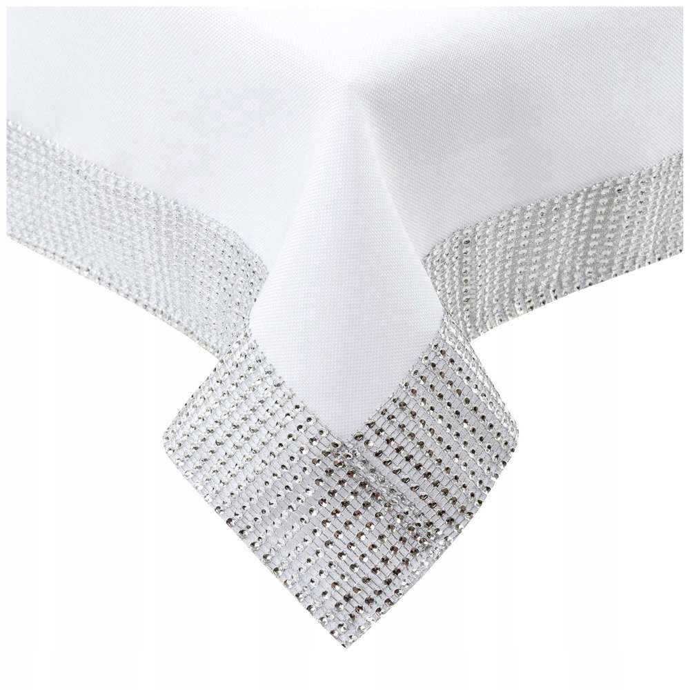

Obrus plamoodporny 140x400 cyrkonie Diament Biały