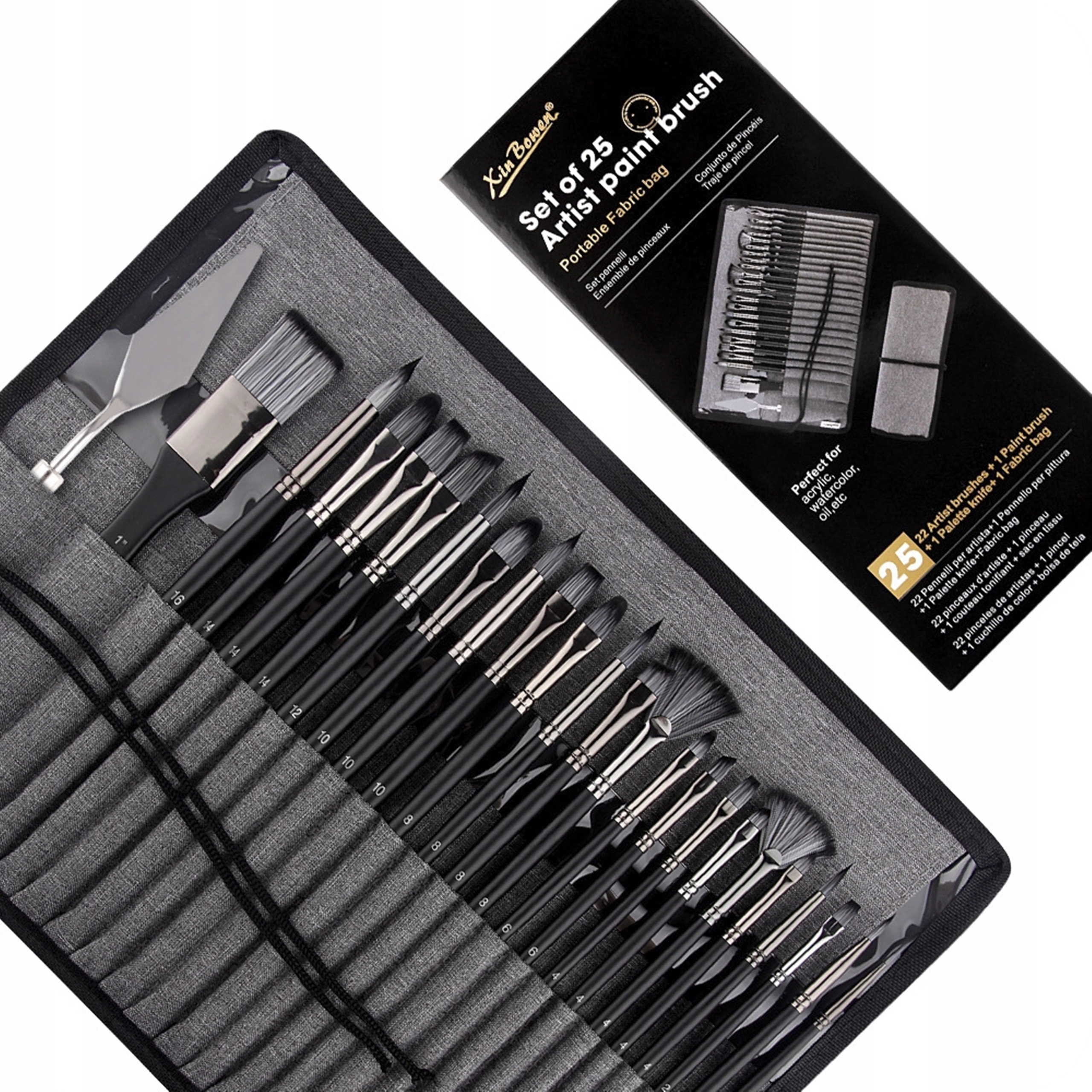 Malířské štětce Profesionální v Pouzdro Sada pro olejové akrylové barvy