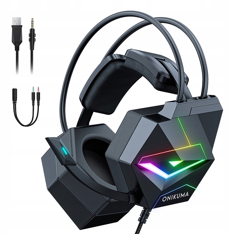 Onikuma X20 Sluchátka pro hráče Rgb Mikrofon Pc Xbox PS5 Černá