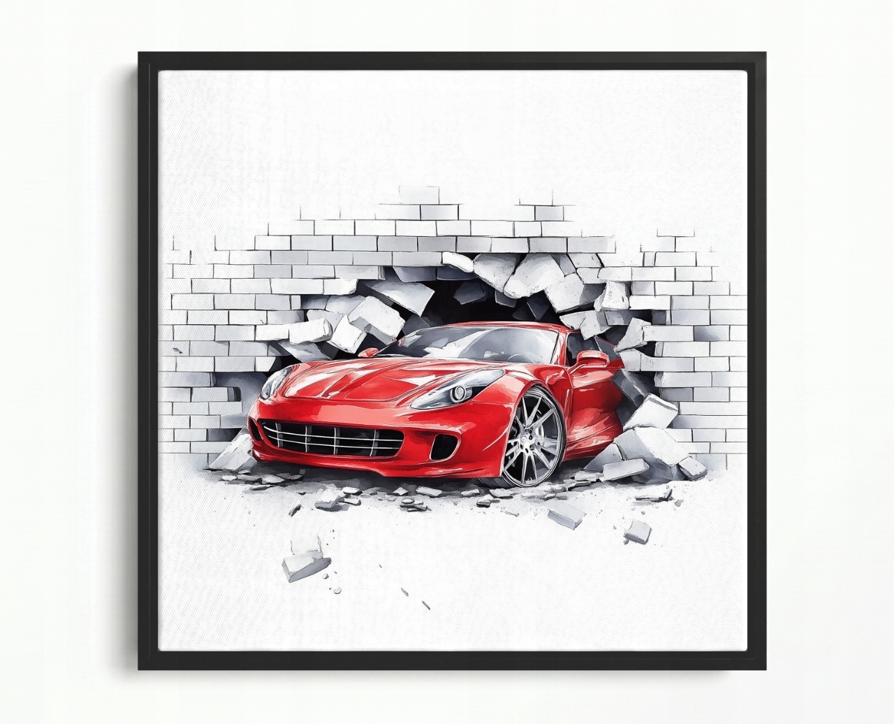 Obraz Rám American Box Červený Automobil Ferrari Mur 3D 50x50