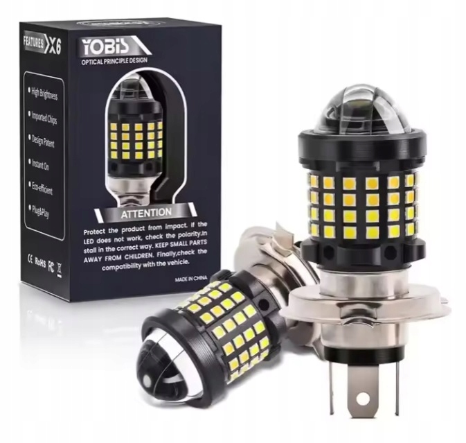 Motocyklová Led Žárovka H4 Projektor Extra Silná Pro Hliníkový Motor