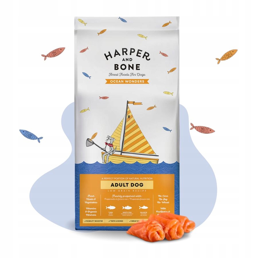 Levně Harper and Bone krmivo pro psa Losos Tuňák Ryby Zelenina Ovoce Maso 12kg