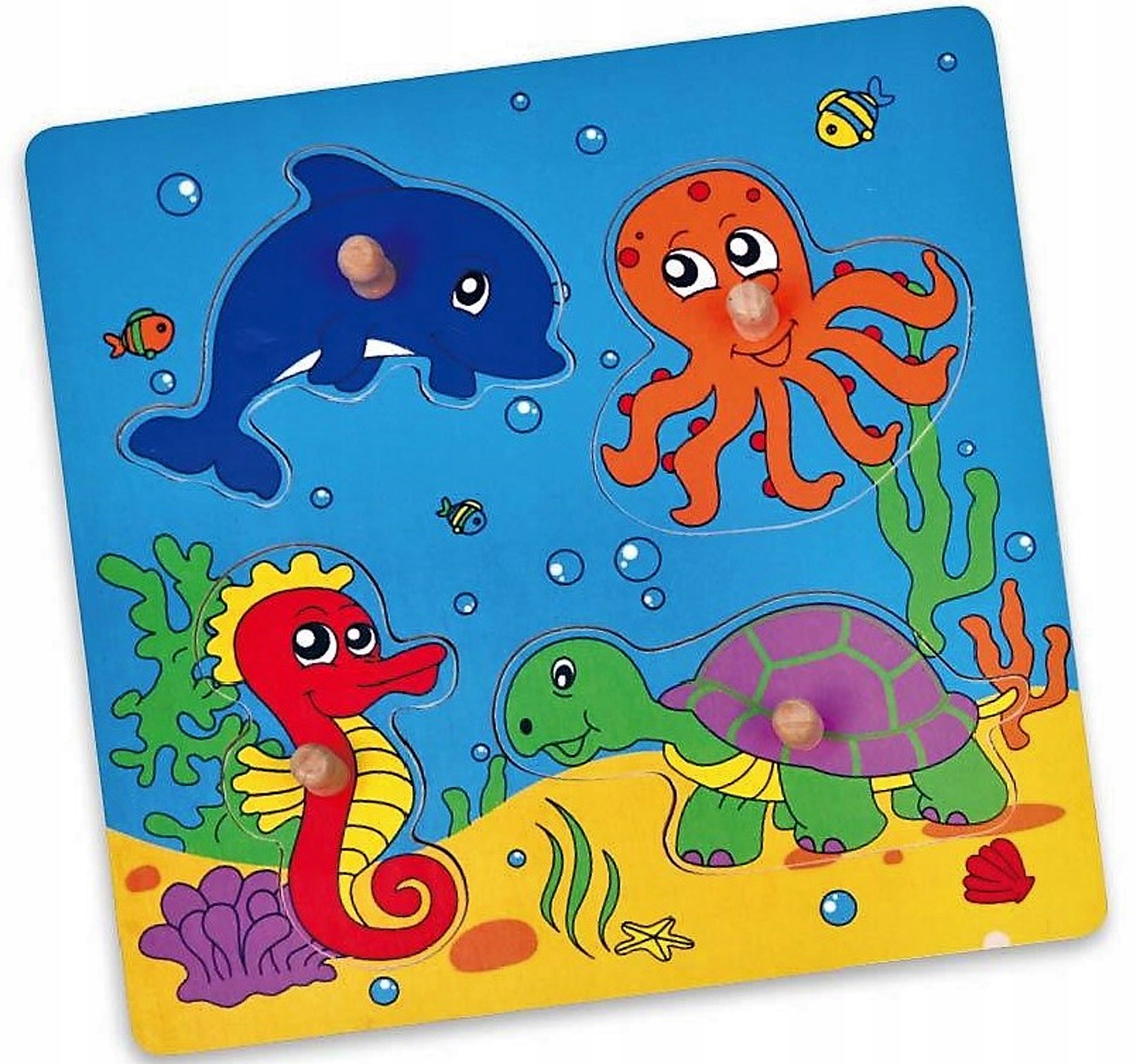 VIGA DREWNIANA UKŁADANKA PUZZLE ZWIERZĘTA MORZE