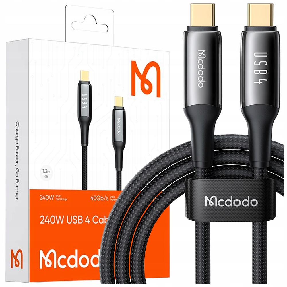 Mcdodo Kabel Usb-c Thunderbolt 4 240W 1M Szybkie Ładowanie Czarny