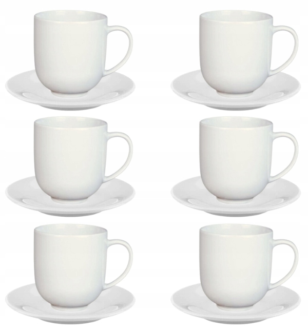 Lubiana Vanilla 6x Filiżanka 250 ml spodek 14 cm biała porcelana luzem