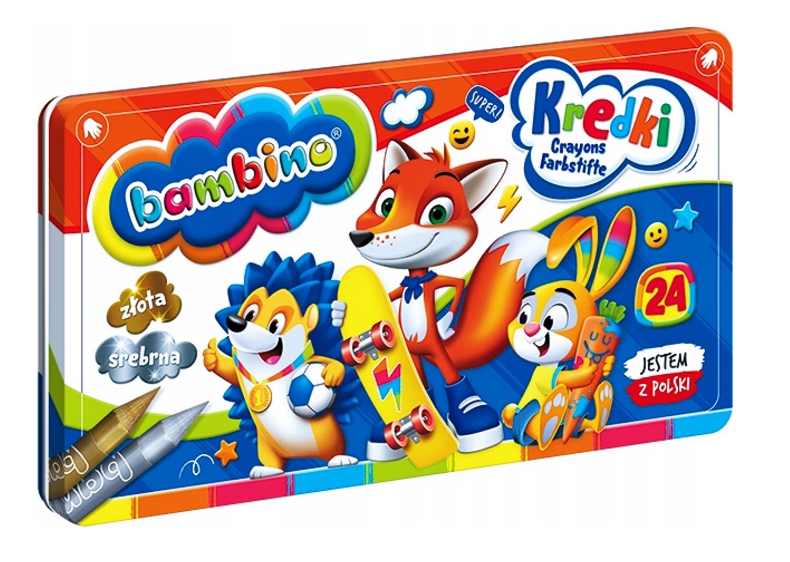 

Kredki w pudełku metalowym 24 Bambino