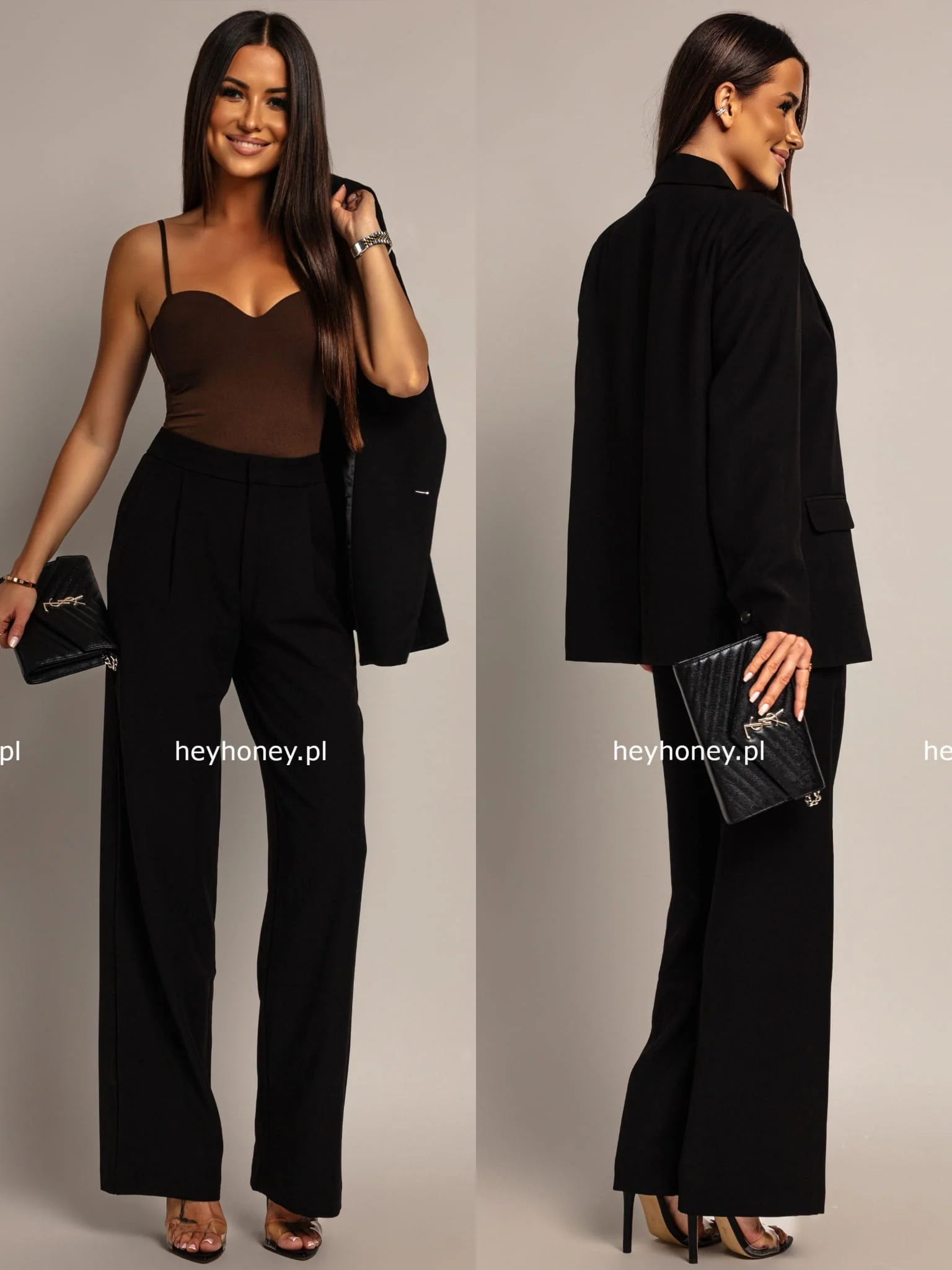 Elegantní kalhoty s vysokým pasem černé Astoria XL