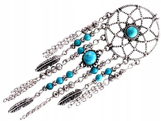 

turkusowy Naszyjnik boho łapacz snów dreamcatcher