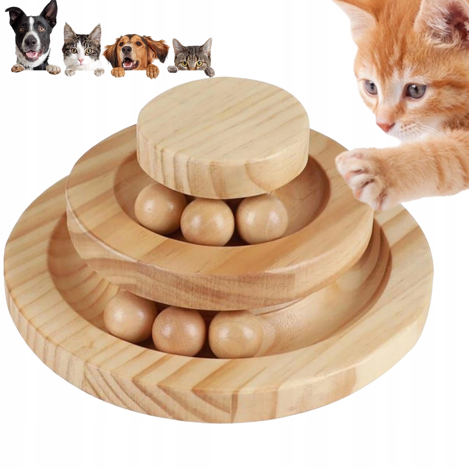 Levně věž s míčky interaktivní hračka pro kočky s 2-vrstvovými míčky