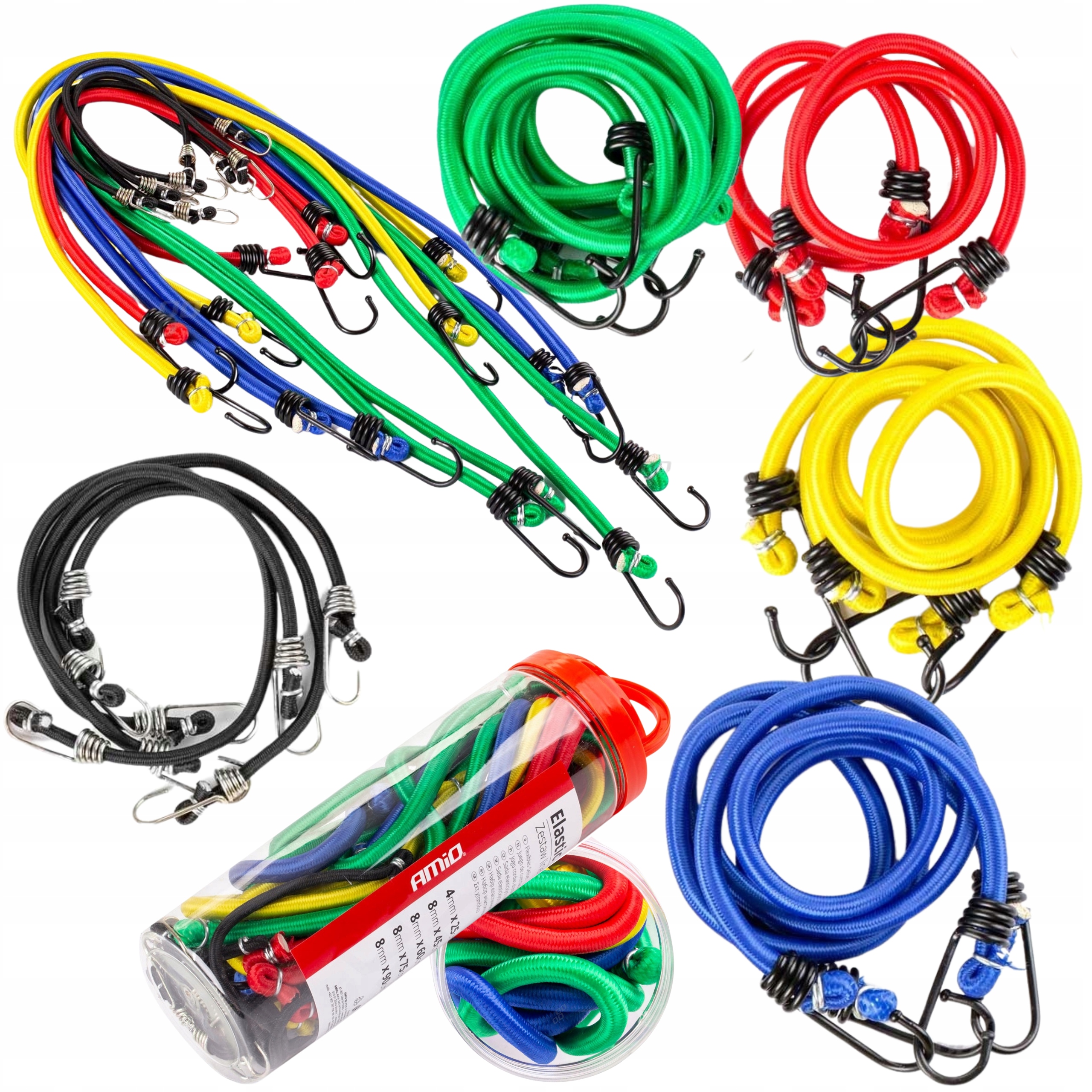 Zestaw Ekspandorów Linki Gumowe z Haczykami Uniwersalne i Wytrzymałe 12szt