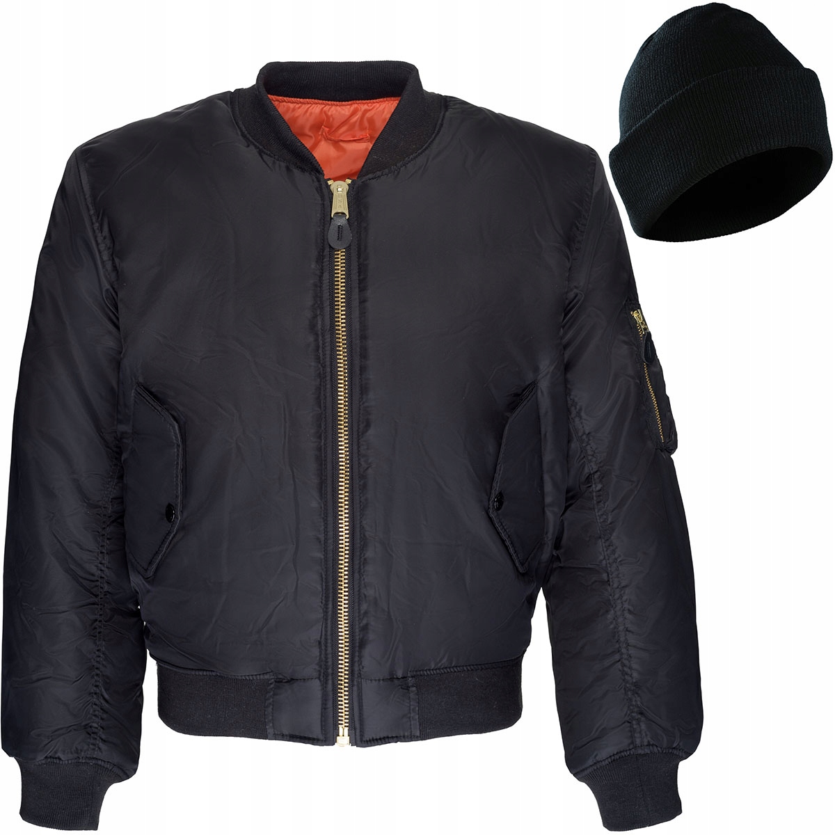 Bomber pánská zimní pilotní bunda Fostex MA1 Flyers Flek černá M