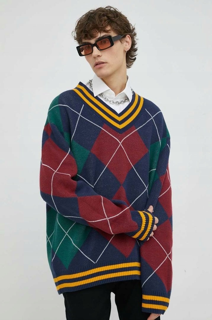 Levi's Pánský svetr Oversize s argyleovým vzorem a výstřihem V-Neck A3104-0003 XL
