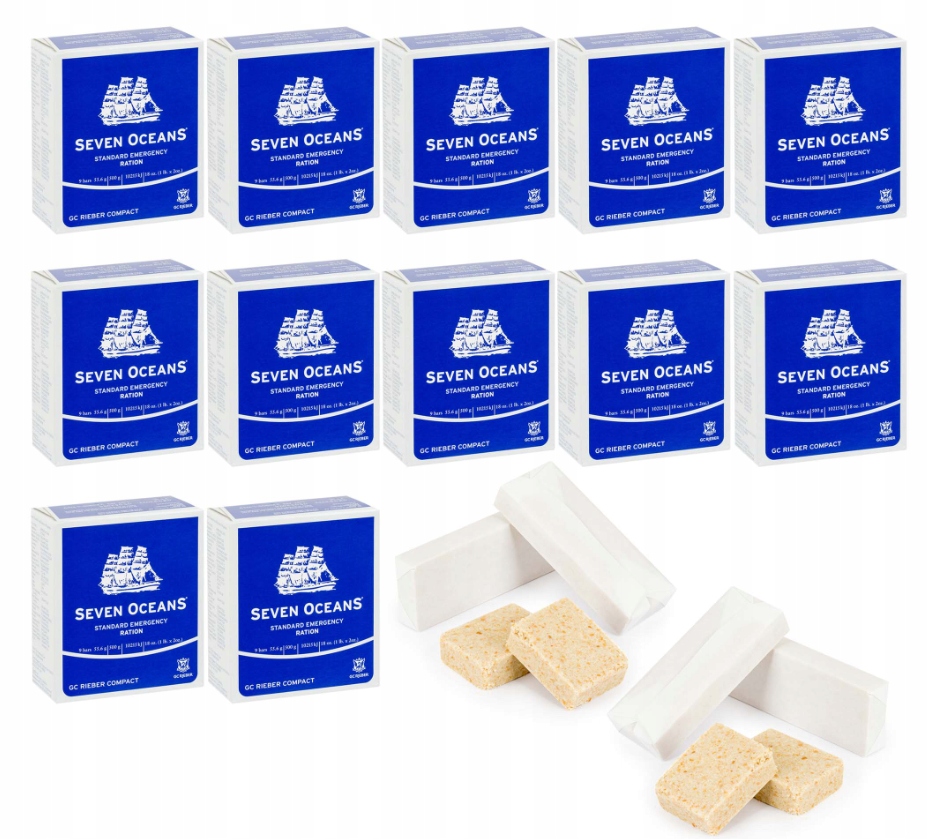 12x Racje żywnościowe Seven Oceans 500g 2500 kcal Na sucho mokro baton 2030