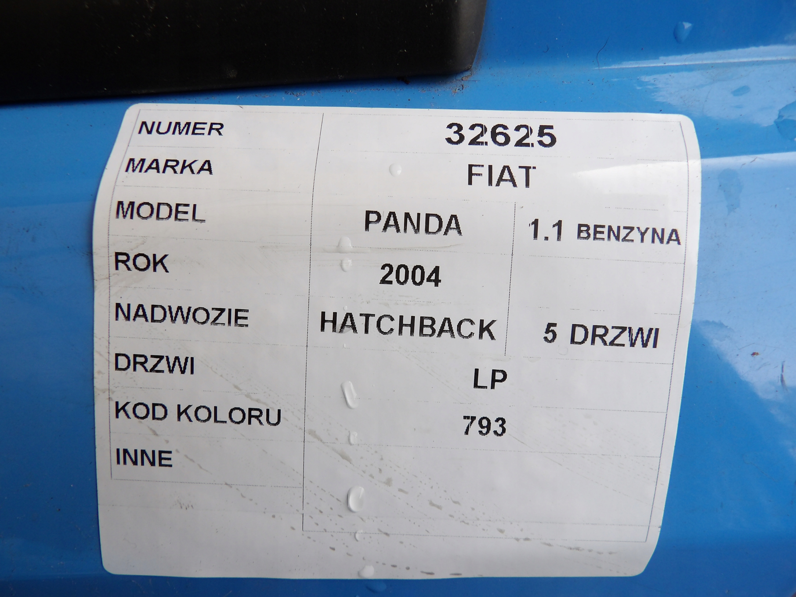 Fiat Panda II door front left HB 5D lak.793