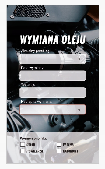 30x Zawieszka serwisowa kartka wymiany oleju Zawieszki Serwisowe Olej