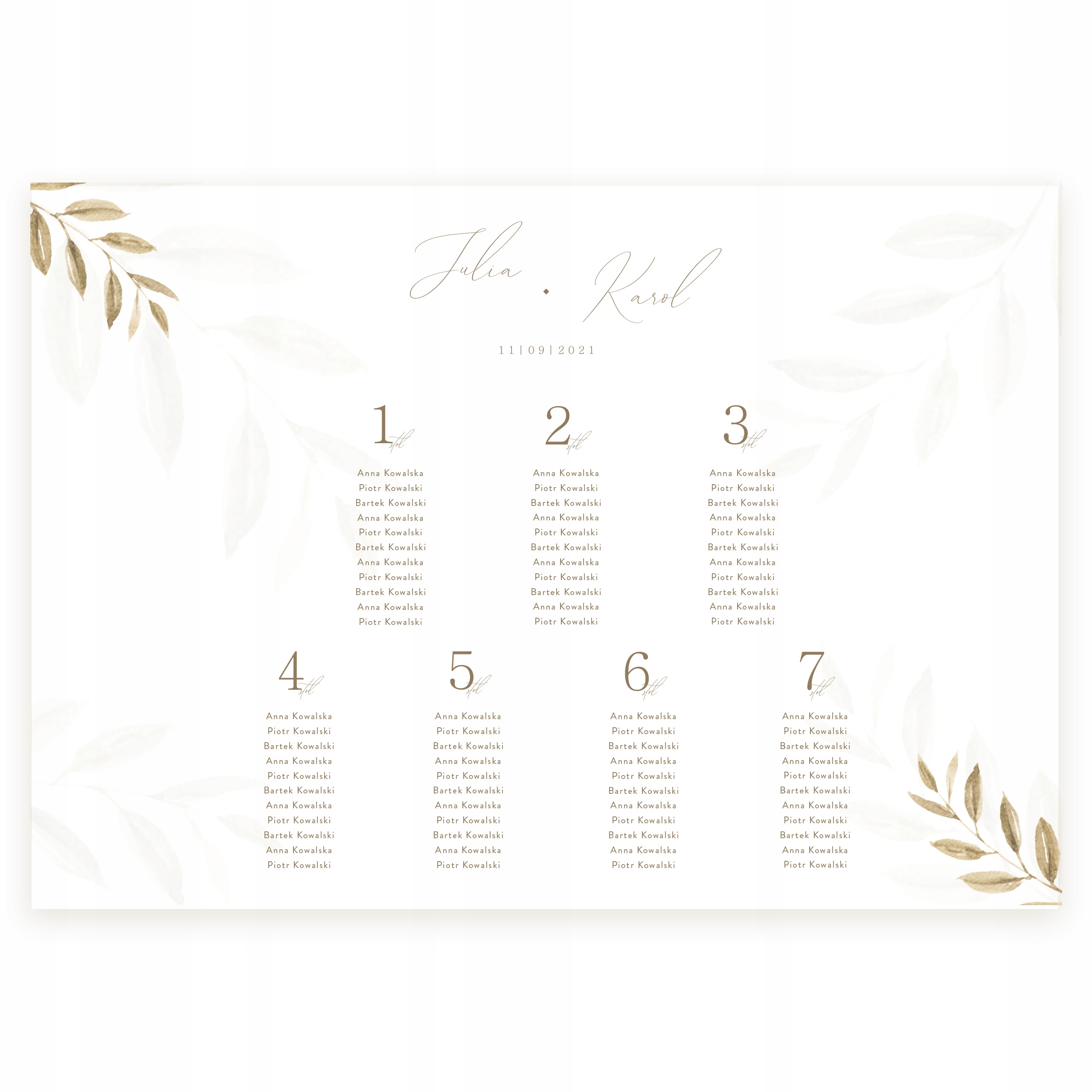 Plan stołów boho na PCV 50x70 cm