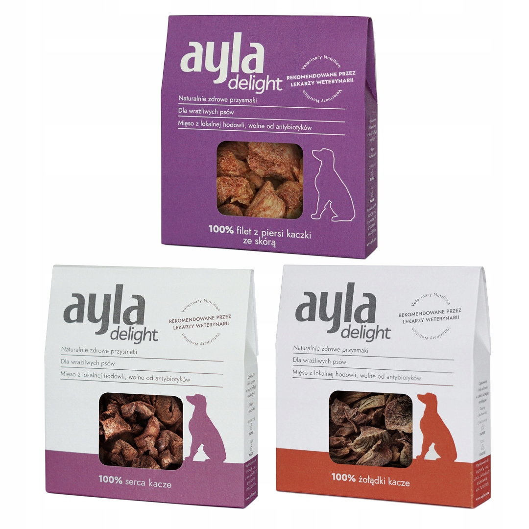 Levně Ayla Delight 3x28g Lyofilizovaná Psí Pamlsek 100% Kachní směs masa