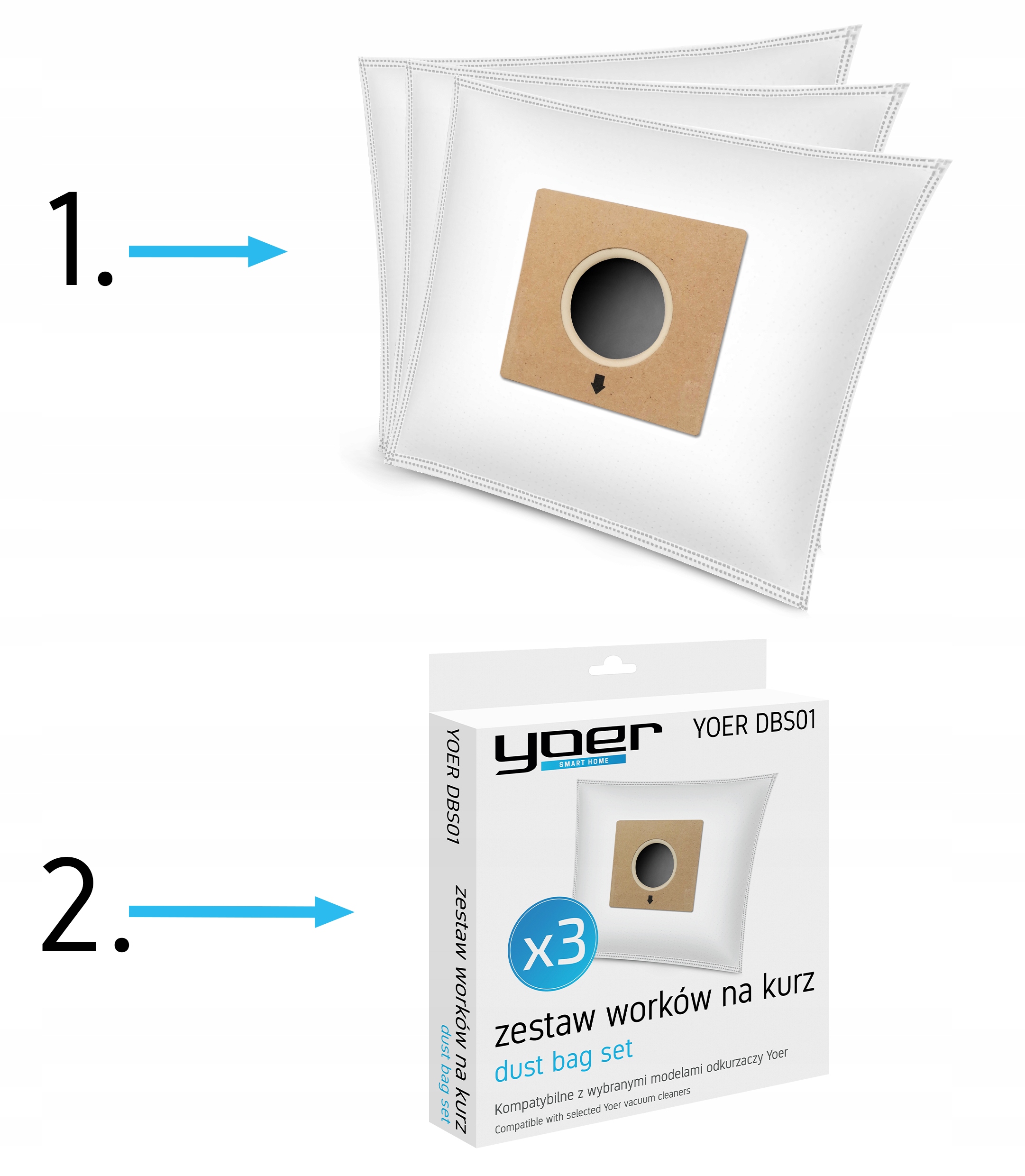 ZESTAW 3 worków do odkurzacza Yoer VC01BK Producent Yoer