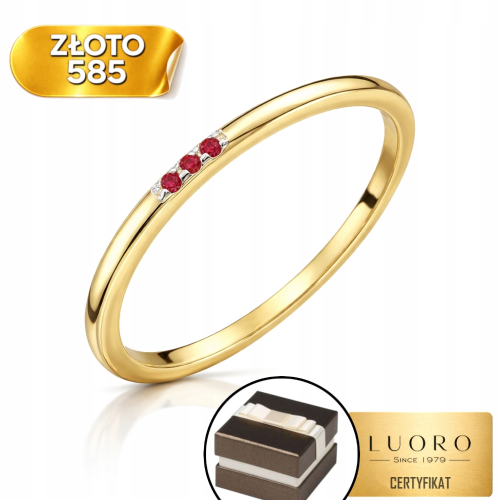 Prstýnek 585 14K S Rubíny V Řadě, Jemný, R19