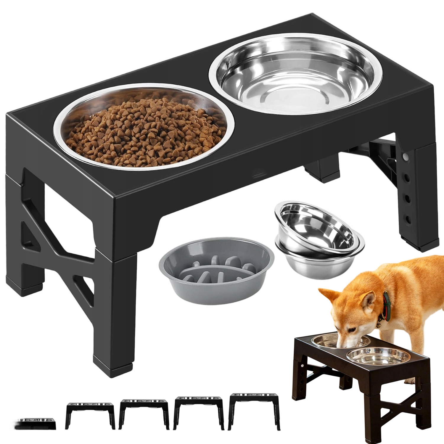 Miska Z Nerezové Oceli Pro Psa K Jídlu A Pití, Nastavitelná Na Stojanu