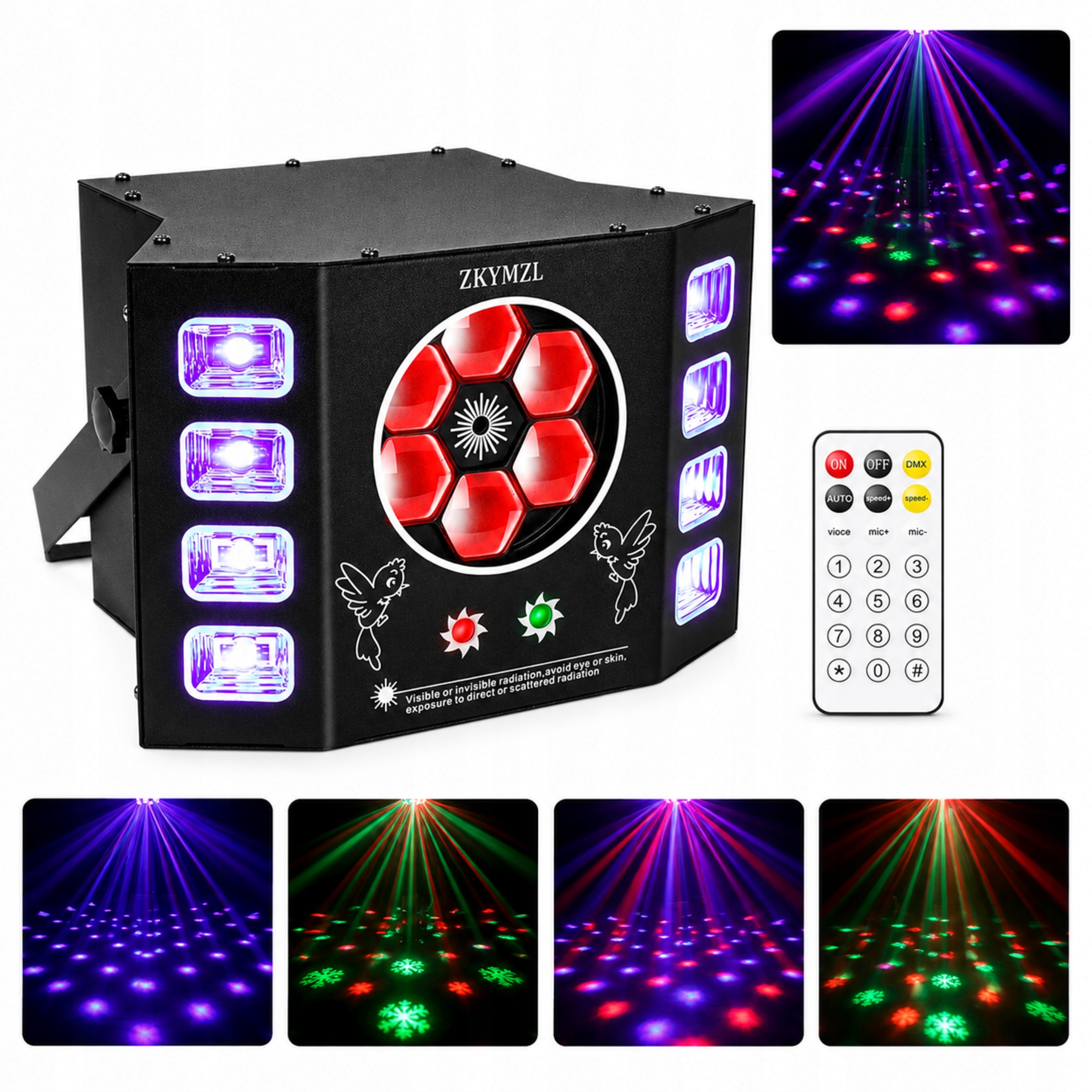 DJské Uv osvětlení 100 W, jevištní osvětlení aktivované zvukem