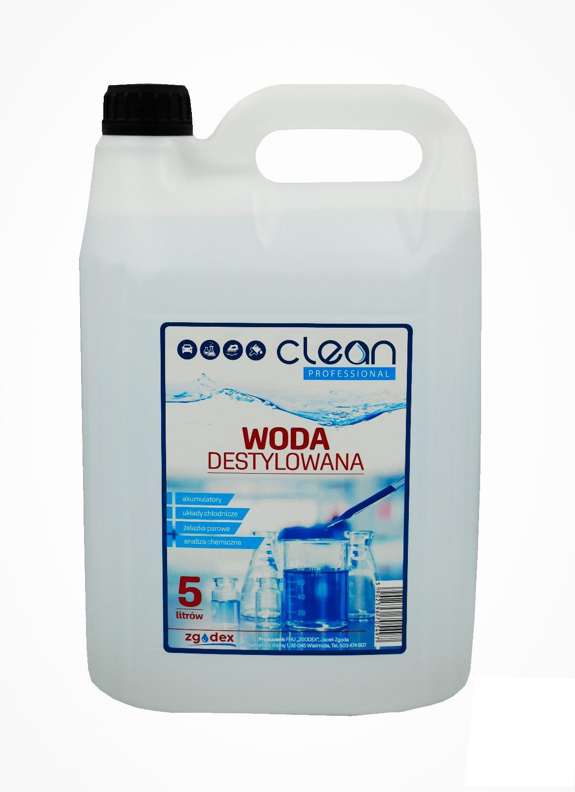 WODA DESTYLOWANA ULTRA CZYSTA CLEAN PROFESSIONAL ZGODEX 20 L Numer katalogowy producenta ultra czysta
