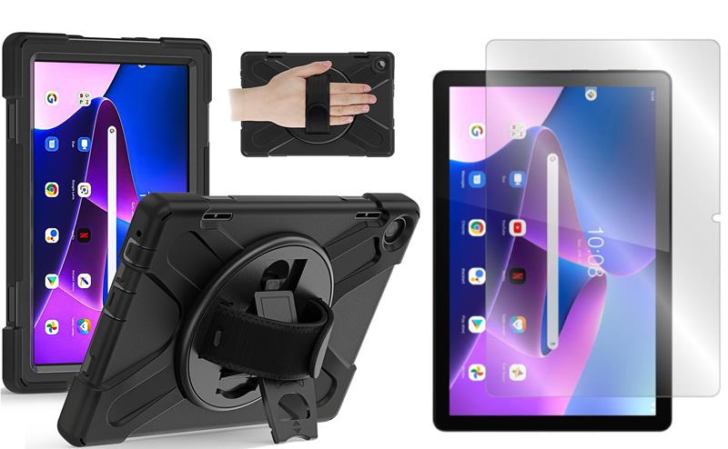 Etui Case Obudowa do Lenovo Tab M10 10.1 Gen 3 TB328 Solid 360 czar i Szkło