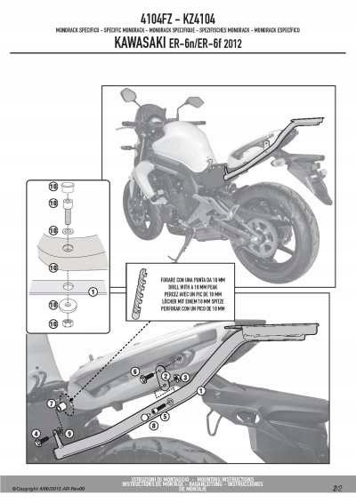 Kappa Rošt Centrálneho Kufra Kawasaki ER-6N ER-6F 650 (12-15) Bez Plechu