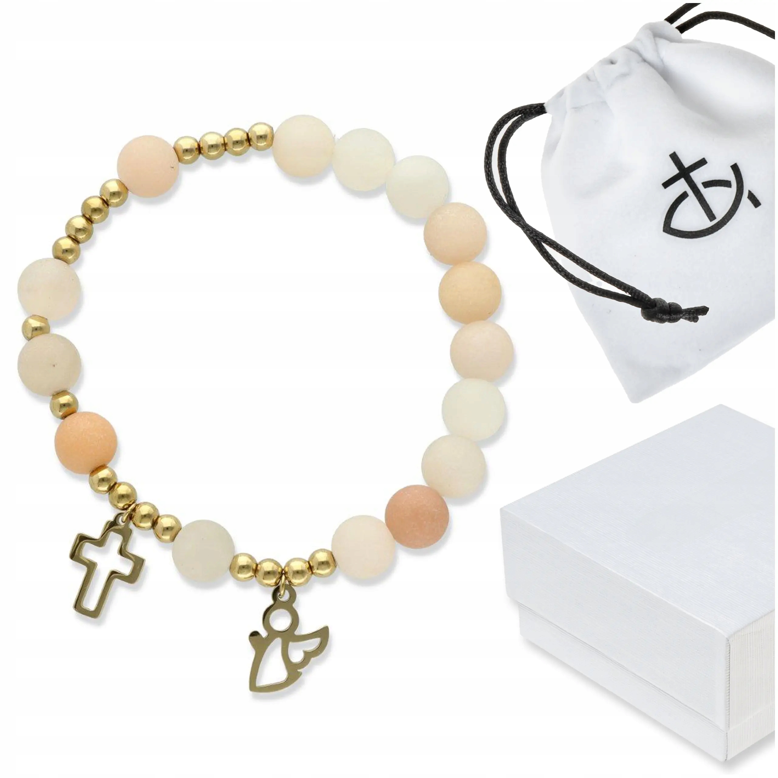 Náramek růženec na ruku přírodní kameny aventurín růžový Krabička