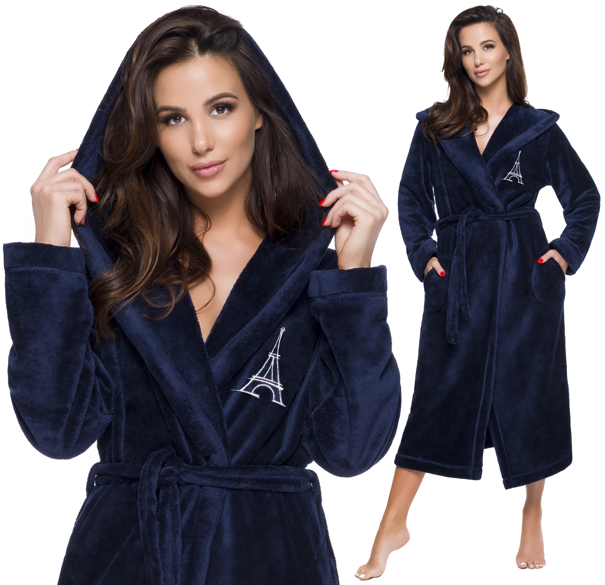 EIFFLA DŁUGI PUCHOWY DAMSKI SZLAFROK PODOMKA L