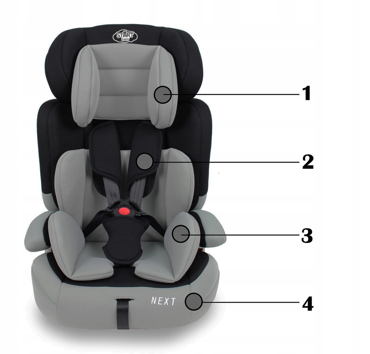 FOTELIK SAMOCHODOWY UNIWERSALNY 9-36kg + PODSTAWKA Model NEXT