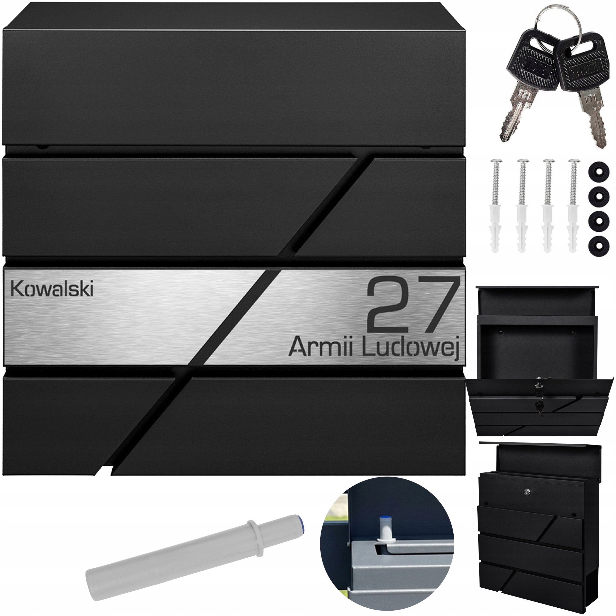 Velká Poštovní Schránka S Adresou A Číslem Domu Černá Ral 9005 Laser