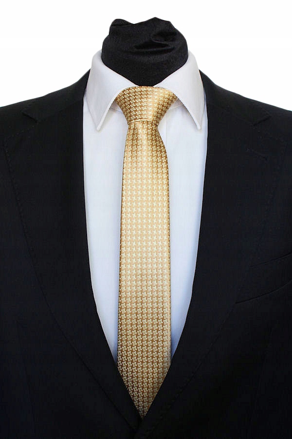 

Wąski Męski Krawat Slim 6 cm Złoty W Pepitkę