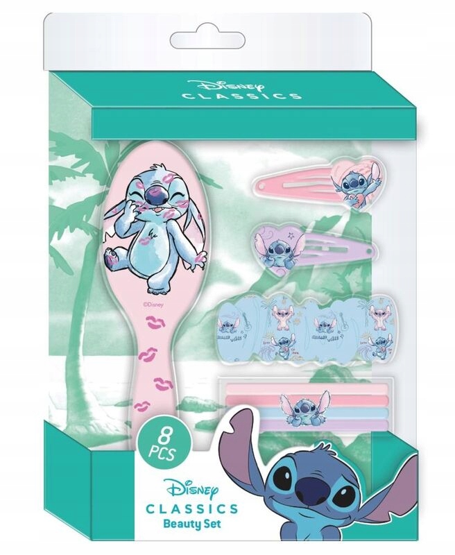 STITCH ZESTAW AKCESORIÓW SZCZOTKA DO WŁOSÓW + SPINKI + GUMKI PREZENT STITCH