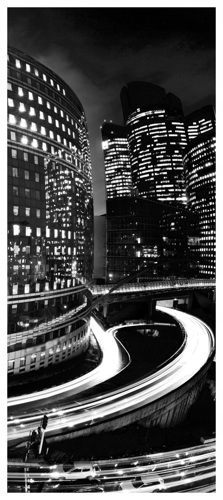 Samolepicí Samolepicí Fototapeta Noční panorama města Architektura 91x211